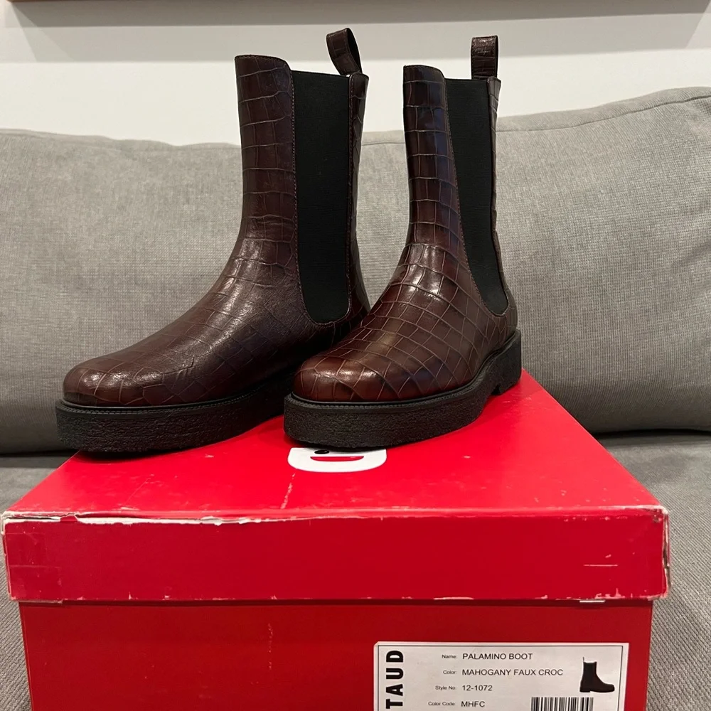 Staud Palamino Boot in Mahogany Croc - Picture 3 of 6